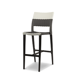 Bar Side Chair Black & White Wicker